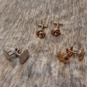 Bundle of 3 sets cufflinks - gold and silver tone